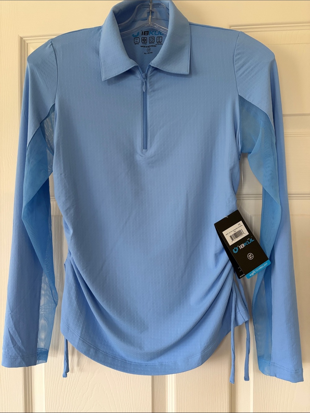 IBKUL XS New with Tags Light Blue Long Sleeve Half-Zip Top